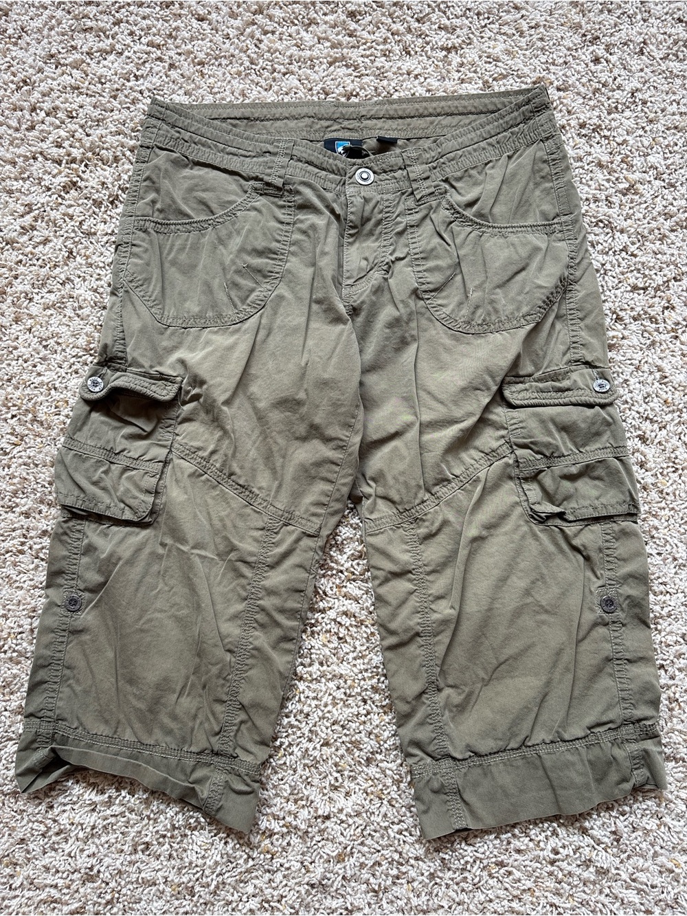 Kuhl Kultivatr Kargo Crop Pants Womens Size 6 Convertible Roll-Up Olive Green